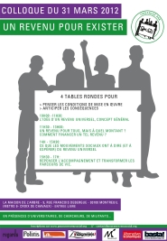 colloque du 31 mars à Montreuil: Un revenu pour exister